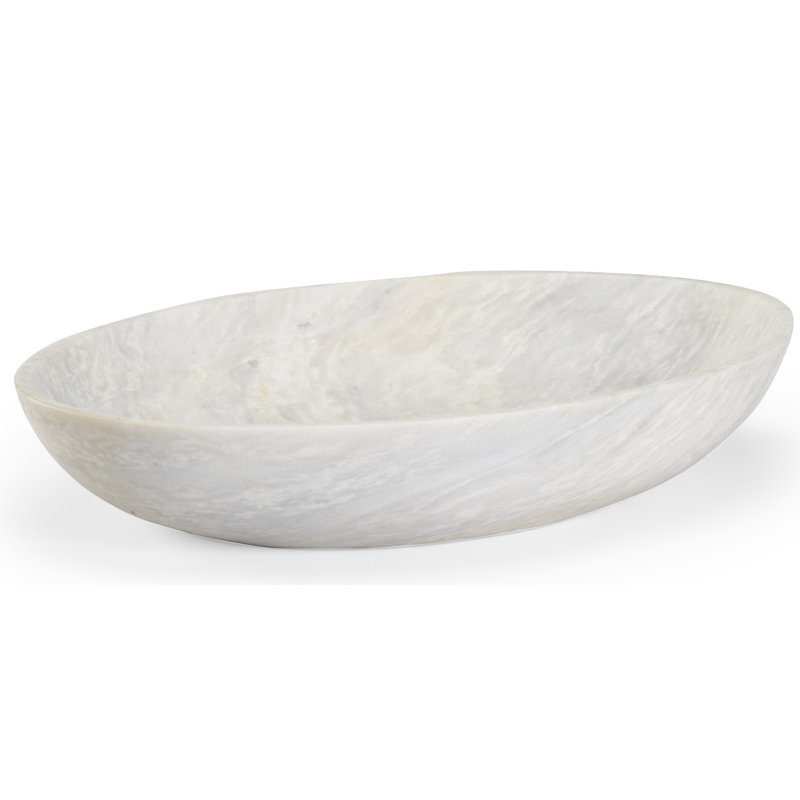 Wildwood Marble Oval Contemporary Decorative Bowl in White Perigold